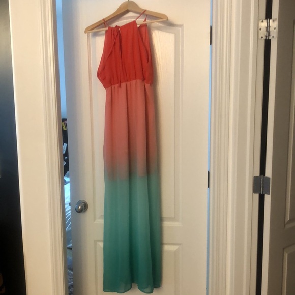 Pink to green ombré dress with lining. Medium. - Picture 2 of 3